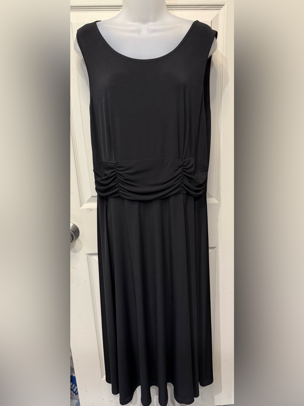 K Studio Black Sleeveless Ruched Waist Women's Dress